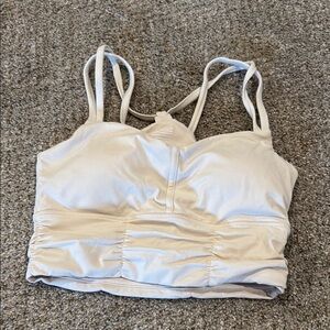 Cream Strappy Crop Top/Sports Bra